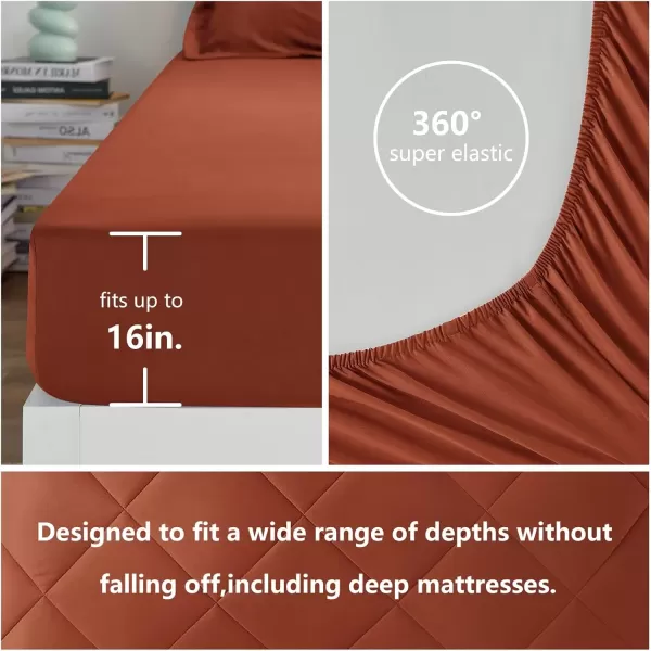 imageCozyLux Queen Bed in a Bag 7Pieces Comforter Sets with Comforter and Sheets Dark Grey All Season Bedding Sets with Comforter Pillow Shams Flat Sheet Fitted Sheet and PillowcasesBurnt Orange