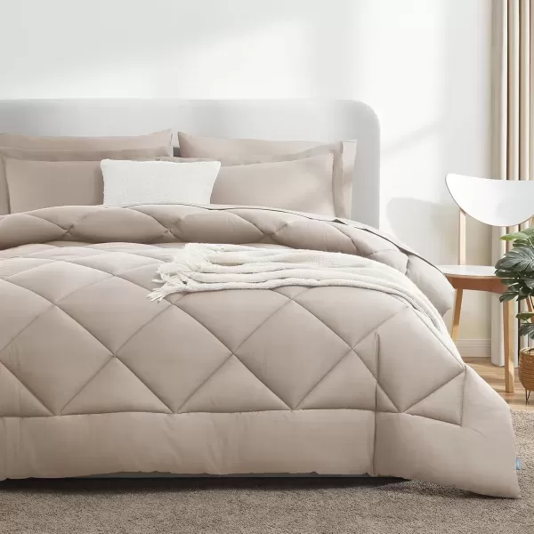 imageCozyLux Queen Bed in a Bag 7Pieces Comforter Sets with Comforter and Sheets Dark Grey All Season Bedding Sets with Comforter Pillow Shams Flat Sheet Fitted Sheet and PillowcasesLinen