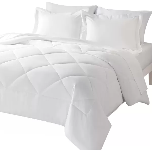 imageCozyLux Queen Bed in a Bag 7Pieces Comforter Sets with Comforter and Sheets Dark Grey All Season Bedding Sets with Comforter Pillow Shams Flat Sheet Fitted Sheet and PillowcasesWhite