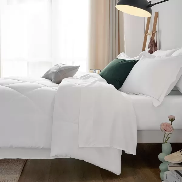 imageCozyLux Queen Bed in a Bag 7Pieces Comforter Sets with Comforter and Sheets Dark Grey All Season Bedding Sets with Comforter Pillow Shams Flat Sheet Fitted Sheet and PillowcasesWhite