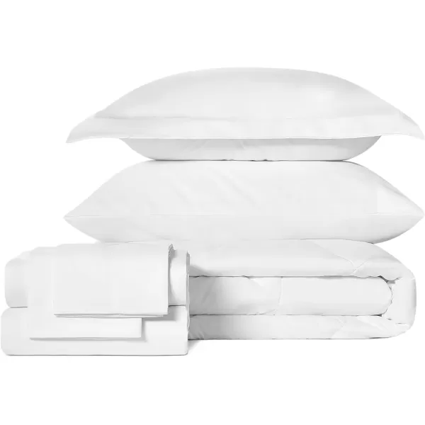 imageCozyLux Queen Bed in a Bag 7Pieces Comforter Sets with Comforter and Sheets Dark Grey All Season Bedding Sets with Comforter Pillow Shams Flat Sheet Fitted Sheet and PillowcasesWhite