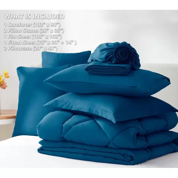 imageCozyLux Queen Bed in a Bag 7Pieces Comforter Sets with Comforter and Sheets Dark Grey All Season Bedding Sets with Comforter Pillow Shams Flat Sheet Fitted Sheet and PillowcasesTeal