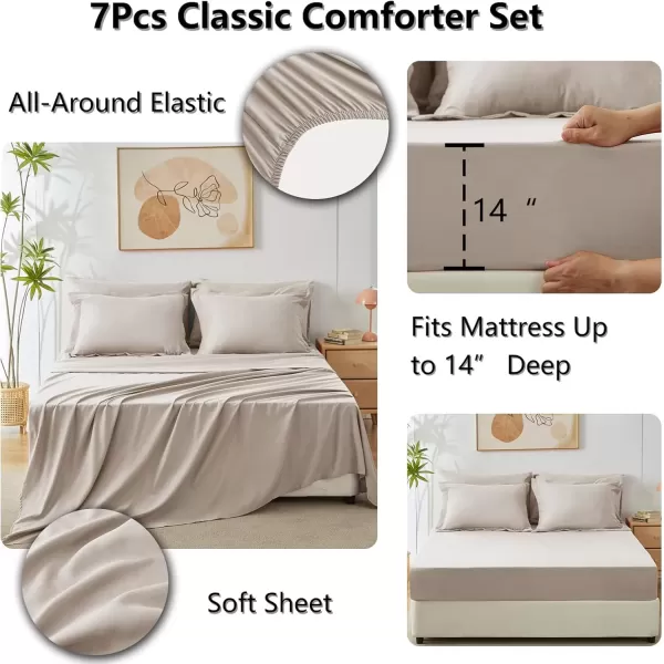 imageCozyLux Queen Bed in a Bag 7Pieces Comforter Sets with Comforter and Sheets Dark Grey All Season Bedding Sets with Comforter Pillow Shams Flat Sheet Fitted Sheet and PillowcasesLinen