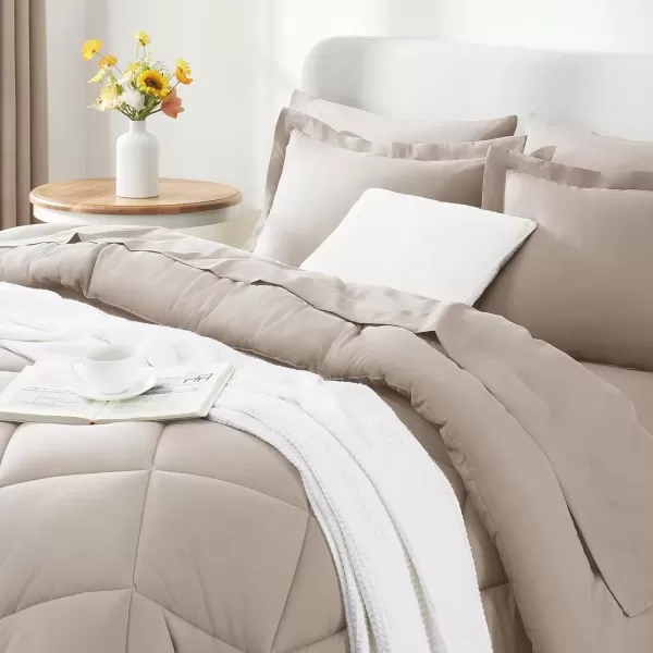 imageCozyLux Queen Bed in a Bag 7Pieces Comforter Sets with Comforter and Sheets Dark Grey All Season Bedding Sets with Comforter Pillow Shams Flat Sheet Fitted Sheet and PillowcasesLinen