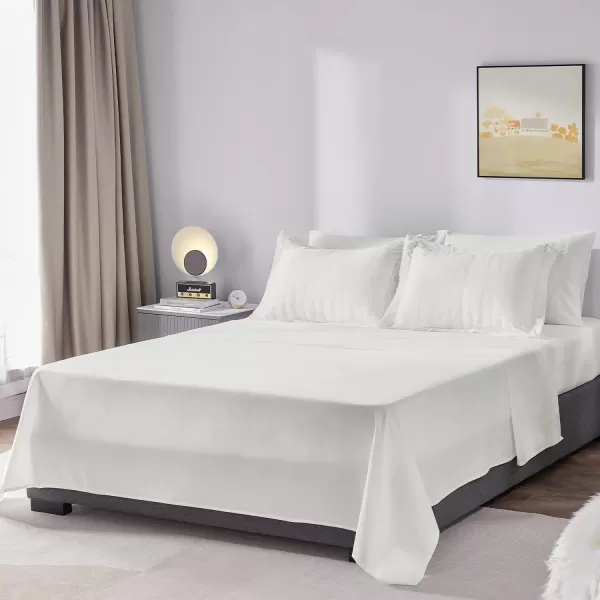 imageCozyLux Queen Bed in a Bag White Seersucker Comforter Set with Sheets 7Pieces All Season Bedding Sets with Comforter Pillow Sham Flat Sheet Fitted Sheet and PillowcaseIvory