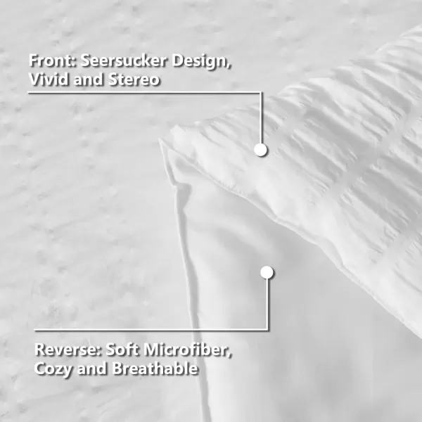 imageCozyLux Queen Bed in a Bag White Seersucker Comforter Set with Sheets 7Pieces All Season Bedding Sets with Comforter Pillow Sham Flat Sheet Fitted Sheet and PillowcaseWhite