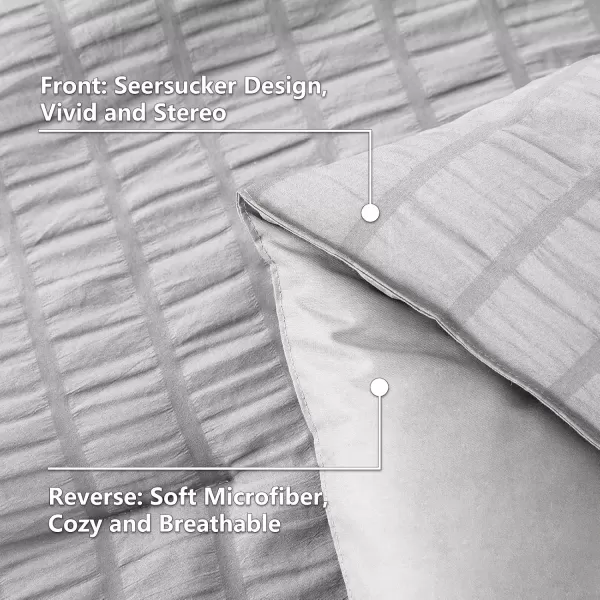 imageCozyLux Queen Bed in a Bag White Seersucker Comforter Set with Sheets 7Pieces All Season Bedding Sets with Comforter Pillow Sham Flat Sheet Fitted Sheet and PillowcaseLight Grey
