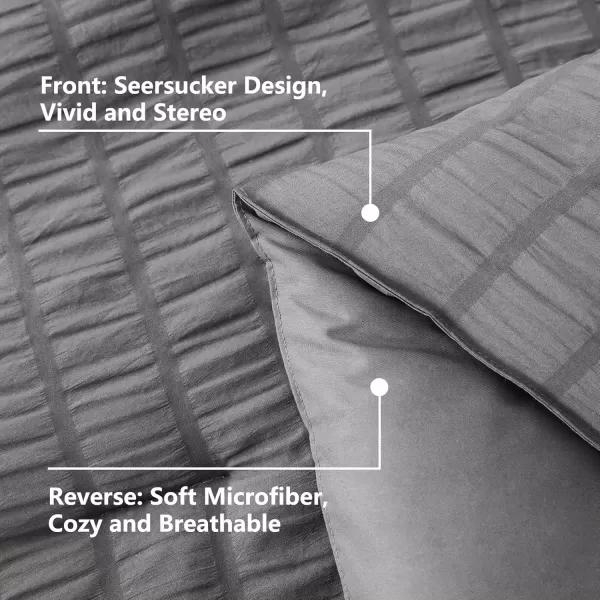 imageCozyLux Queen Bed in a Bag White Seersucker Comforter Set with Sheets 7Pieces All Season Bedding Sets with Comforter Pillow Sham Flat Sheet Fitted Sheet and PillowcaseDark Grey