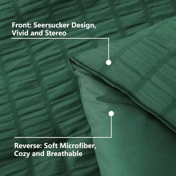 imageCozyLux Queen Bed in a Bag White Seersucker Comforter Set with Sheets 7Pieces All Season Bedding Sets with Comforter Pillow Sham Flat Sheet Fitted Sheet and PillowcaseEmerald Green
