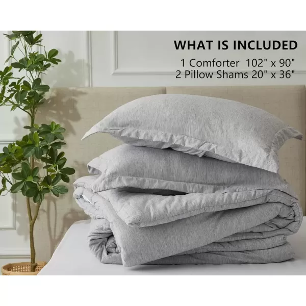 imageCozyLux Queen Comforter Set  3 Pieces Light Grey Soft Luxury Cationic Dyeing Queen Comforter for All Season Light Gray Breathable Lightweight Fluffy Bedding Sets with 1 Comforter and 2 Pillow ShamsLight Grey