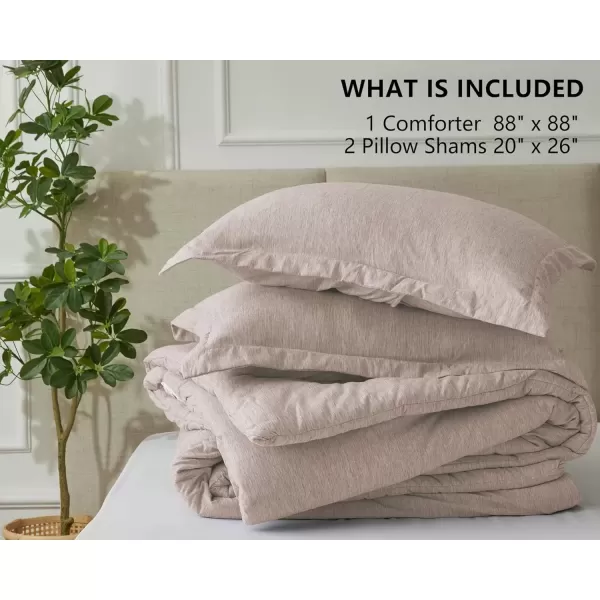 imageCozyLux Queen Comforter Set  3 Pieces Light Grey Soft Luxury Cationic Dyeing Queen Comforter for All Season Light Gray Breathable Lightweight Fluffy Bedding Sets with 1 Comforter and 2 Pillow ShamsWarm Taupe