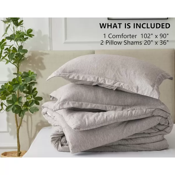 imageCozyLux Queen Comforter Set  3 Pieces Light Grey Soft Luxury Cationic Dyeing Queen Comforter for All Season Light Gray Breathable Lightweight Fluffy Bedding Sets with 1 Comforter and 2 Pillow ShamsLinen