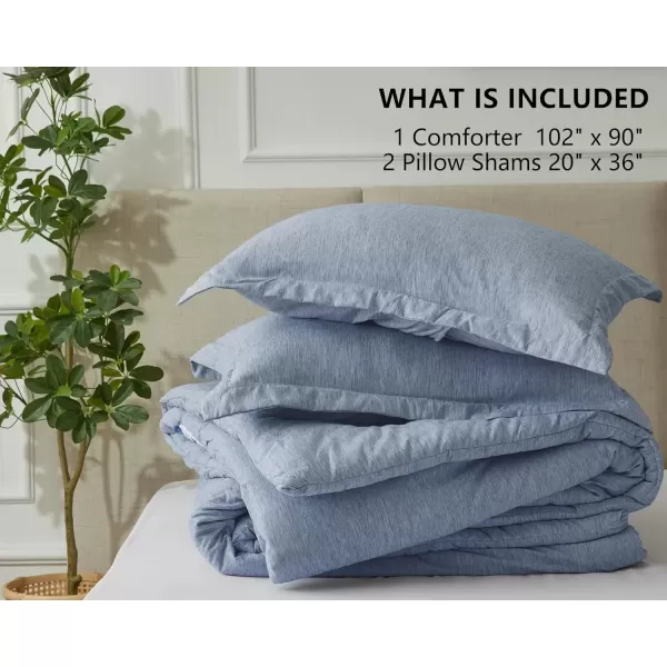 imageCozyLux Queen Comforter Set  3 Pieces Light Grey Soft Luxury Cationic Dyeing Queen Comforter for All Season Light Gray Breathable Lightweight Fluffy Bedding Sets with 1 Comforter and 2 Pillow ShamsBlue