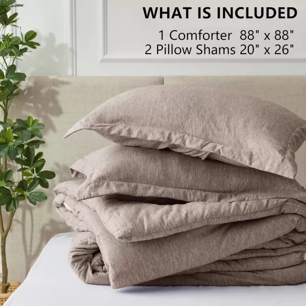 imageCozyLux Queen Comforter Set  3 Pieces Light Grey Soft Luxury Cationic Dyeing Queen Comforter for All Season Light Gray Breathable Lightweight Fluffy Bedding Sets with 1 Comforter and 2 Pillow ShamsKhaki