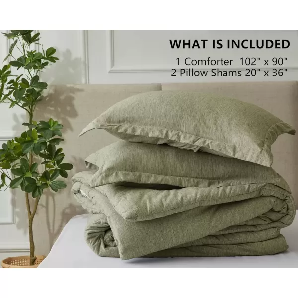 imageCozyLux Queen Comforter Set  3 Pieces Light Grey Soft Luxury Cationic Dyeing Queen Comforter for All Season Light Gray Breathable Lightweight Fluffy Bedding Sets with 1 Comforter and 2 Pillow ShamsOlive Green