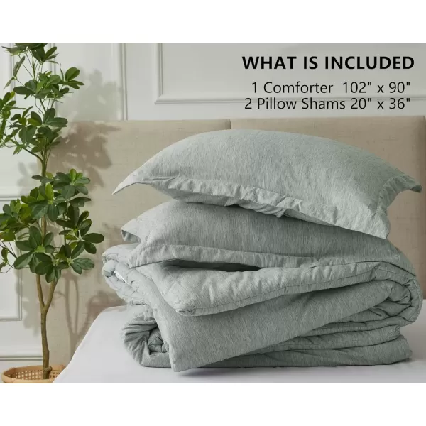 imageCozyLux Queen Comforter Set  3 Pieces Light Grey Soft Luxury Cationic Dyeing Queen Comforter for All Season Light Gray Breathable Lightweight Fluffy Bedding Sets with 1 Comforter and 2 Pillow ShamsSage Green