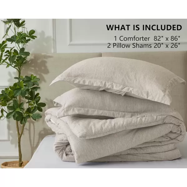 imageCozyLux Queen Comforter Set  3 Pieces Light Grey Soft Luxury Cationic Dyeing Queen Comforter for All Season Light Gray Breathable Lightweight Fluffy Bedding Sets with 1 Comforter and 2 Pillow ShamsBeige