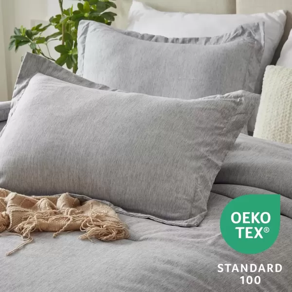 imageCozyLux Queen Comforter Set  3 Pieces Light Grey Soft Luxury Cationic Dyeing Queen Comforter for All Season Light Gray Breathable Lightweight Fluffy Bedding Sets with 1 Comforter and 2 Pillow ShamsLight Grey
