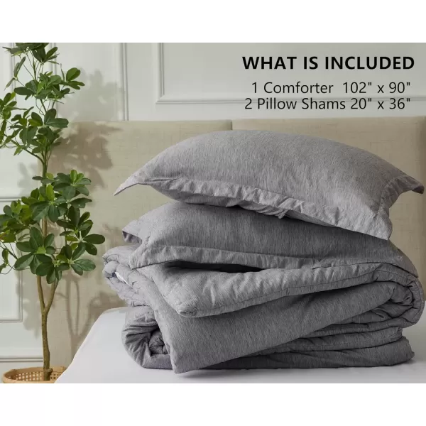 imageCozyLux Queen Comforter Set  3 Pieces Light Grey Soft Luxury Cationic Dyeing Queen Comforter for All Season Light Gray Breathable Lightweight Fluffy Bedding Sets with 1 Comforter and 2 Pillow ShamsGrey