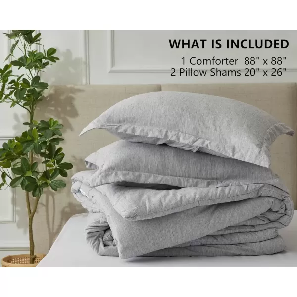 imageCozyLux Queen Comforter Set  3 Pieces Light Grey Soft Luxury Cationic Dyeing Queen Comforter for All Season Light Gray Breathable Lightweight Fluffy Bedding Sets with 1 Comforter and 2 Pillow ShamsLight Grey