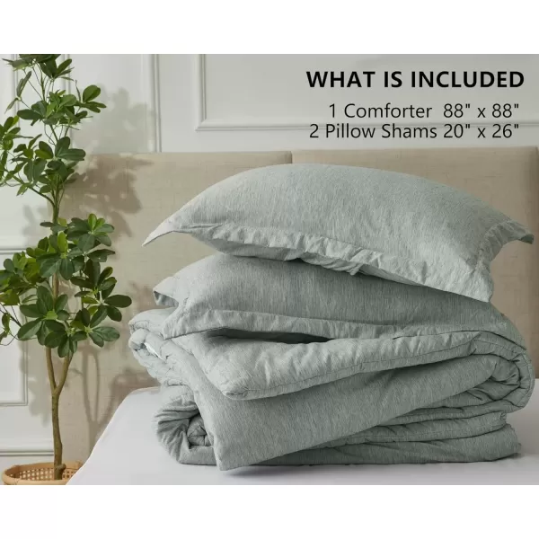 imageCozyLux Queen Comforter Set  3 Pieces Light Grey Soft Luxury Cationic Dyeing Queen Comforter for All Season Light Gray Breathable Lightweight Fluffy Bedding Sets with 1 Comforter and 2 Pillow ShamsSage Green