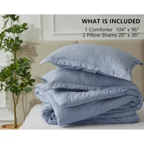 imageCozyLux Queen Comforter Set  3 Pieces Light Grey Soft Luxury Cationic Dyeing Queen Comforter for All Season Light Gray Breathable Lightweight Fluffy Bedding Sets with 1 Comforter and 2 Pillow ShamsBlue