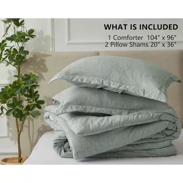imageCozyLux Queen Comforter Set  3 Pieces Light Grey Soft Luxury Cationic Dyeing Queen Comforter for All Season Light Gray Breathable Lightweight Fluffy Bedding Sets with 1 Comforter and 2 Pillow ShamsSage Green