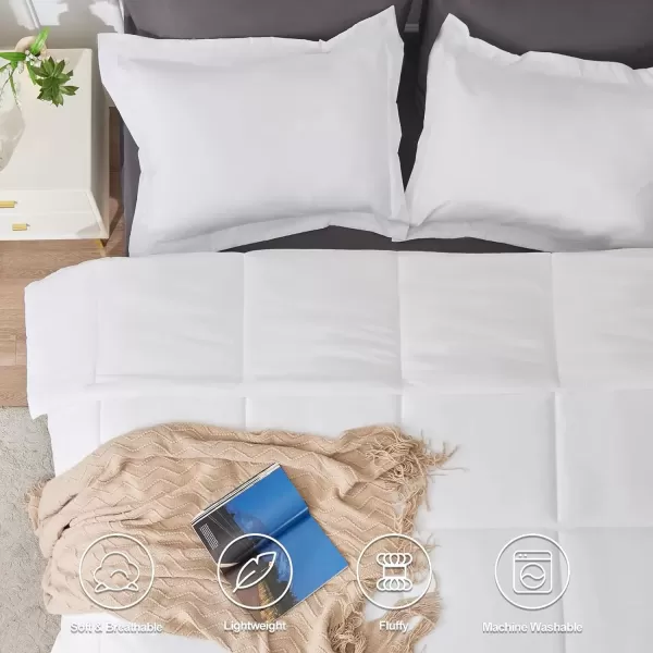 imageCozyLux Queen Comforter Set  Black Comforter Queen Size 3 Pieces Box Stitched Bed Set for All Seasons Soft Lightweight Bedding Sets with 1 Down Alternative Comforter and 2 Pillow ShamsWhite