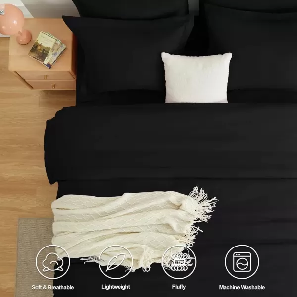 imageCozyLux Queen Comforter Set 7 Pieces Bed in a Bag Sage Green Bedding Sets with Comforter and Sheets All Season 7PC Bed Set with Comforter Fitted Sheets Flat Sheets Pillow Shams and PillowcasesBlack