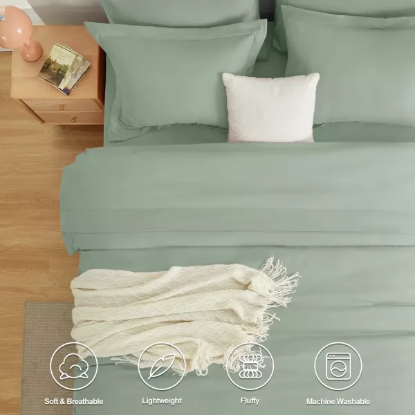 imageCozyLux Queen Comforter Set 7 Pieces Bed in a Bag Sage Green Bedding Sets with Comforter and Sheets All Season 7PC Bed Set with Comforter Fitted Sheets Flat Sheets Pillow Shams and PillowcasesSage Green