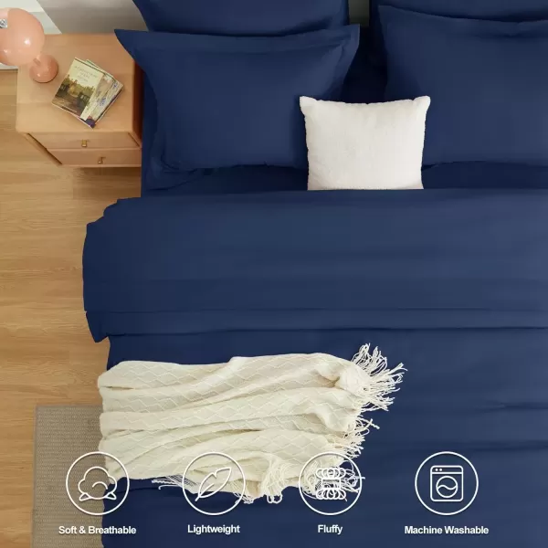 imageCozyLux Queen Comforter Set 7 Pieces Bed in a Bag Sage Green Bedding Sets with Comforter and Sheets All Season 7PC Bed Set with Comforter Fitted Sheets Flat Sheets Pillow Shams and PillowcasesNavy