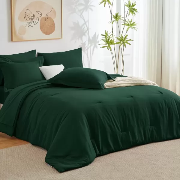 imageCozyLux Queen Comforter Set 7 Pieces Bed in a Bag Sage Green Bedding Sets with Comforter and Sheets All Season 7PC Bed Set with Comforter Fitted Sheets Flat Sheets Pillow Shams and PillowcasesEmerald Green