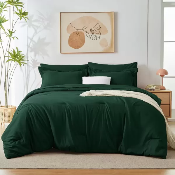 imageCozyLux Queen Comforter Set 7 Pieces Bed in a Bag Sage Green Bedding Sets with Comforter and Sheets All Season 7PC Bed Set with Comforter Fitted Sheets Flat Sheets Pillow Shams and PillowcasesEmerald Green