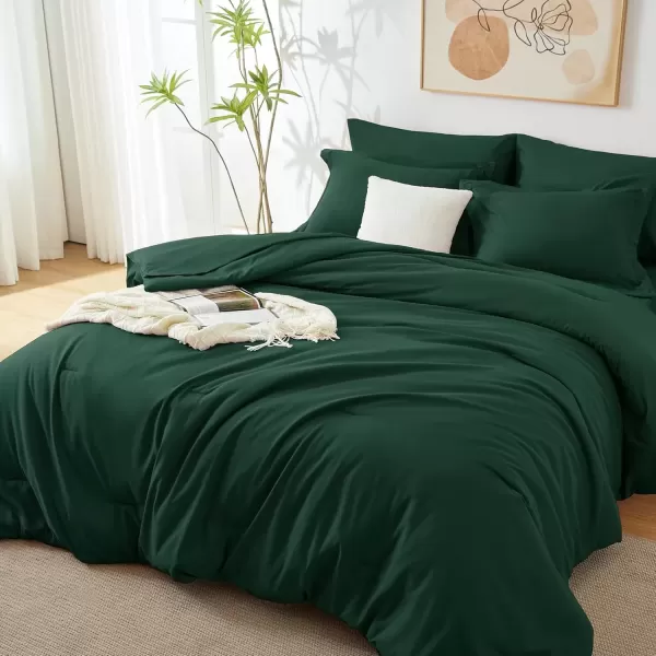 imageCozyLux Queen Comforter Set 7 Pieces Bed in a Bag Sage Green Bedding Sets with Comforter and Sheets All Season 7PC Bed Set with Comforter Fitted Sheets Flat Sheets Pillow Shams and PillowcasesEmerald Green