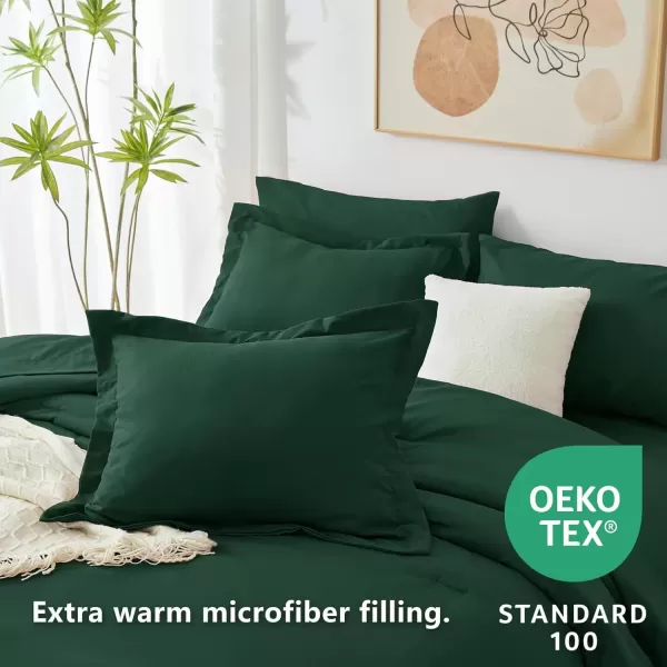 imageCozyLux Queen Comforter Set 7 Pieces Bed in a Bag Sage Green Bedding Sets with Comforter and Sheets All Season 7PC Bed Set with Comforter Fitted Sheets Flat Sheets Pillow Shams and PillowcasesEmerald Green
