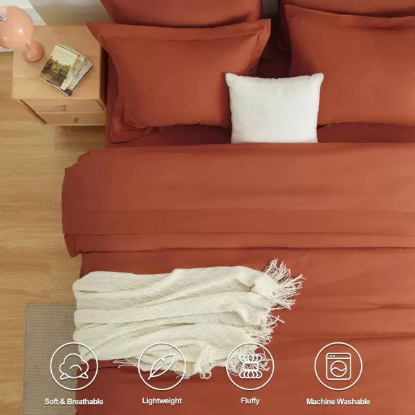 imageCozyLux Queen Comforter Set 7 Pieces Bed in a Bag Sage Green Bedding Sets with Comforter and Sheets All Season 7PC Bed Set with Comforter Fitted Sheets Flat Sheets Pillow Shams and PillowcasesBurnt Orange