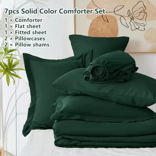 imageCozyLux Queen Comforter Set 7 Pieces Bed in a Bag Sage Green Bedding Sets with Comforter and Sheets All Season 7PC Bed Set with Comforter Fitted Sheets Flat Sheets Pillow Shams and PillowcasesEmerald Green