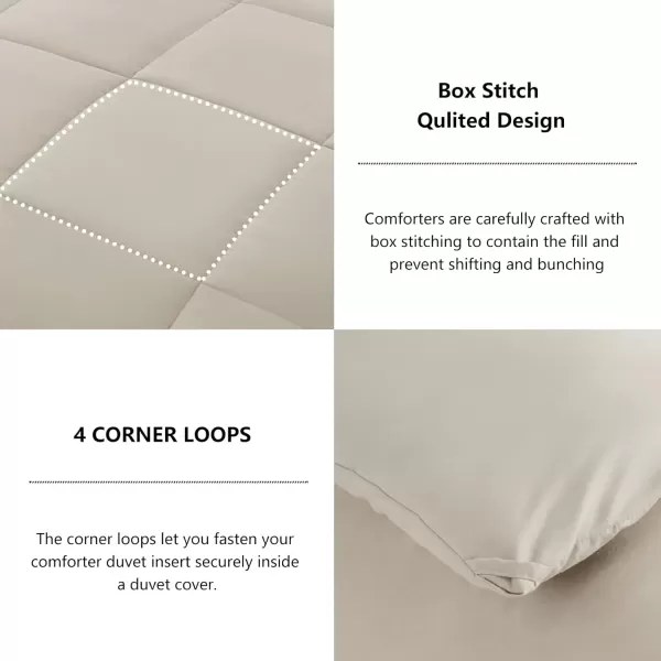 imageCozyLux Queen Size Comforter Sets  Black Comforter Queen Size 3 Pieces Box Stitched Soft Lightweight Bed Set All Season Bedding Sets with 1 Down Alternative Comforter and 2 Pillow ShamsOatmeal