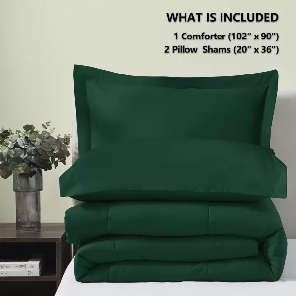 imageCozyLux Queen Size Comforter Sets  Black Comforter Queen Size 3 Pieces Box Stitched Soft Lightweight Bed Set All Season Bedding Sets with 1 Down Alternative Comforter and 2 Pillow ShamsEmerald Green
