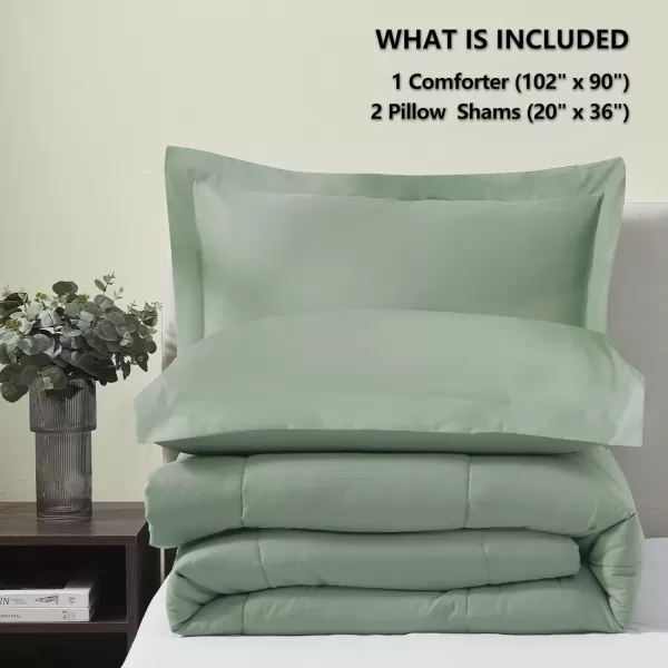 imageCozyLux Queen Size Comforter Sets  Black Comforter Queen Size 3 Pieces Box Stitched Soft Lightweight Bed Set All Season Bedding Sets with 1 Down Alternative Comforter and 2 Pillow ShamsSage Green