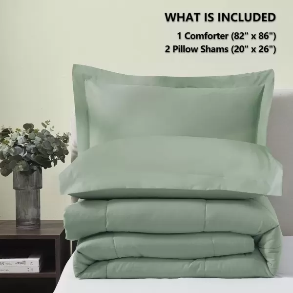 imageCozyLux Queen Size Comforter Sets  Black Comforter Queen Size 3 Pieces Box Stitched Soft Lightweight Bed Set All Season Bedding Sets with 1 Down Alternative Comforter and 2 Pillow ShamsSage Green
