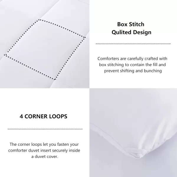 imageCozyLux Queen Size Comforter Sets  Black Comforter Queen Size 3 Pieces Box Stitched Soft Lightweight Bed Set All Season Bedding Sets with 1 Down Alternative Comforter and 2 Pillow ShamsWhite