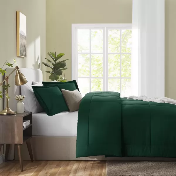 imageCozyLux Queen Size Comforter Sets  Black Comforter Queen Size 3 Pieces Box Stitched Soft Lightweight Bed Set All Season Bedding Sets with 1 Down Alternative Comforter and 2 Pillow ShamsEmerald Green