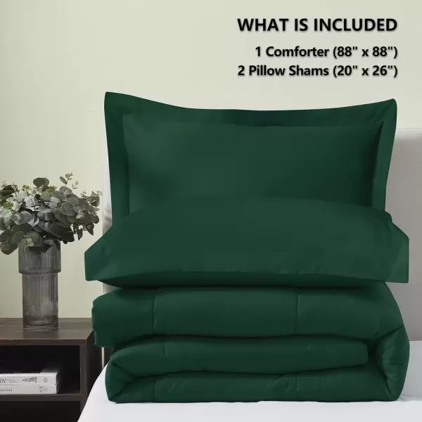 imageCozyLux Queen Size Comforter Sets  Black Comforter Queen Size 3 Pieces Box Stitched Soft Lightweight Bed Set All Season Bedding Sets with 1 Down Alternative Comforter and 2 Pillow ShamsEmerald Green