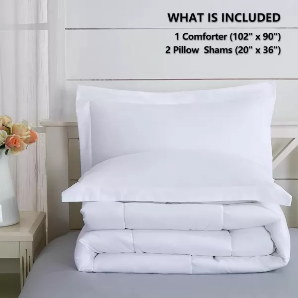 imageCozyLux Queen Size Comforter Sets  Black Comforter Queen Size 3 Pieces Box Stitched Soft Lightweight Bed Set All Season Bedding Sets with 1 Down Alternative Comforter and 2 Pillow ShamsWhite