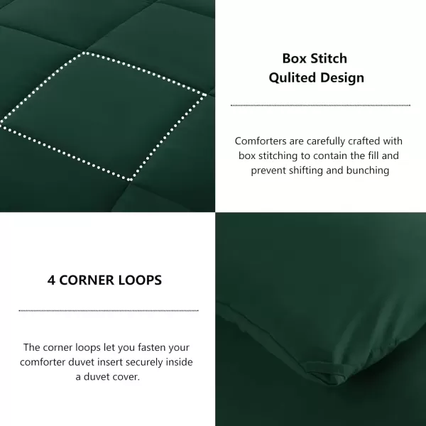 imageCozyLux Queen Size Comforter Sets  Black Comforter Queen Size 3 Pieces Box Stitched Soft Lightweight Bed Set All Season Bedding Sets with 1 Down Alternative Comforter and 2 Pillow ShamsEmerald Green