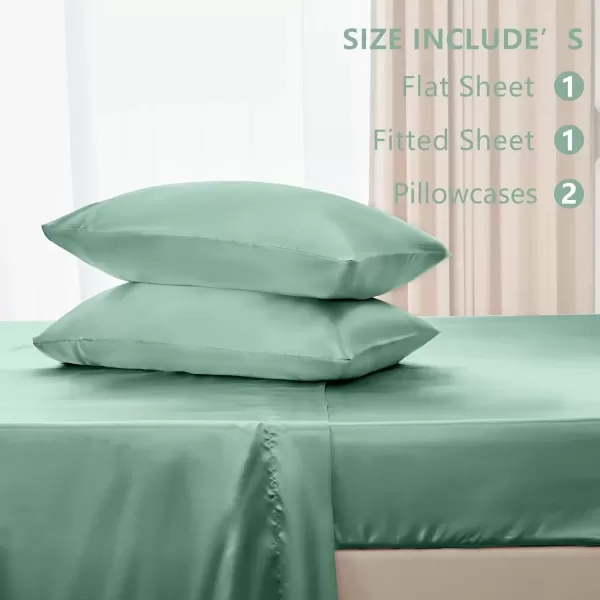 imageCozyLux Satin Sheets Queen Size  4 Piece Black Bed Sheet Set with Silky Microfiber 1 Deep Pocket Fitted Sheet 1 Flat Sheet and 2 Pillowcases  Smooth and SoftAqua