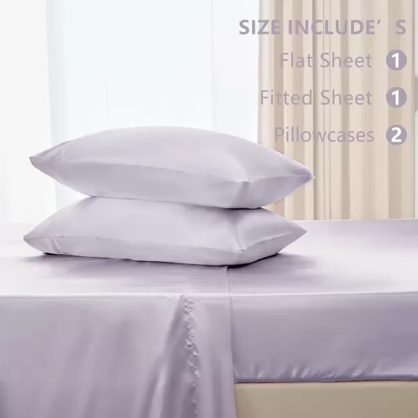 imageCozyLux Satin Sheets Queen Size  4 Piece Black Bed Sheet Set with Silky Microfiber 1 Deep Pocket Fitted Sheet 1 Flat Sheet and 2 Pillowcases  Smooth and SoftTaro Purple