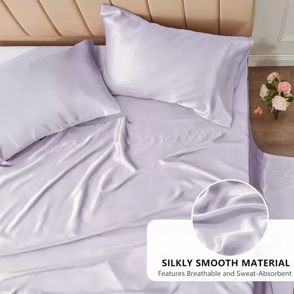 imageCozyLux Satin Sheets Queen Size  4 Piece Black Bed Sheet Set with Silky Microfiber 1 Deep Pocket Fitted Sheet 1 Flat Sheet and 2 Pillowcases  Smooth and SoftTaro Purple