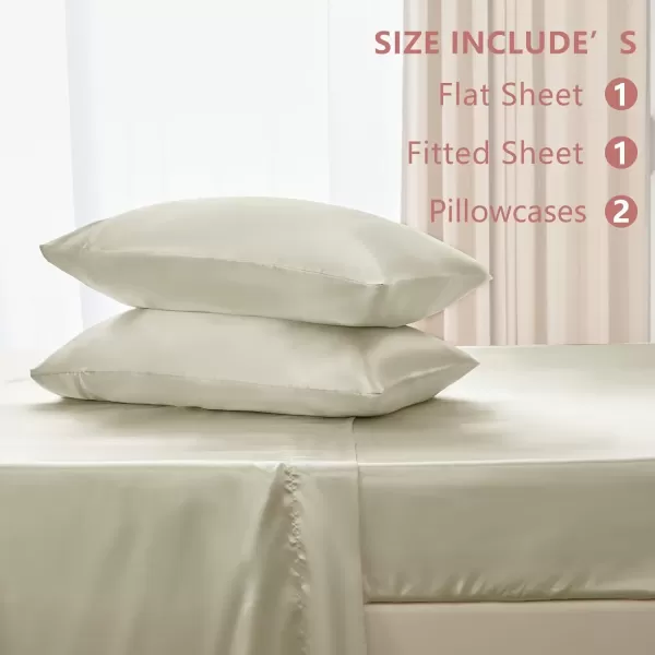 imageCozyLux Satin Sheets Queen Size  4 Piece Black Bed Sheet Set with Silky Microfiber 1 Deep Pocket Fitted Sheet 1 Flat Sheet and 2 Pillowcases  Smooth and SoftBeige